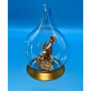 Fontanini Drummer Boy Glass Teardrop Ornament Christmas Nativity Vintage 5x3.5"